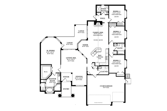Floor Plan - Main Floor for Mediterranean House Plan #1058-46 - 4 bed, 3 bath