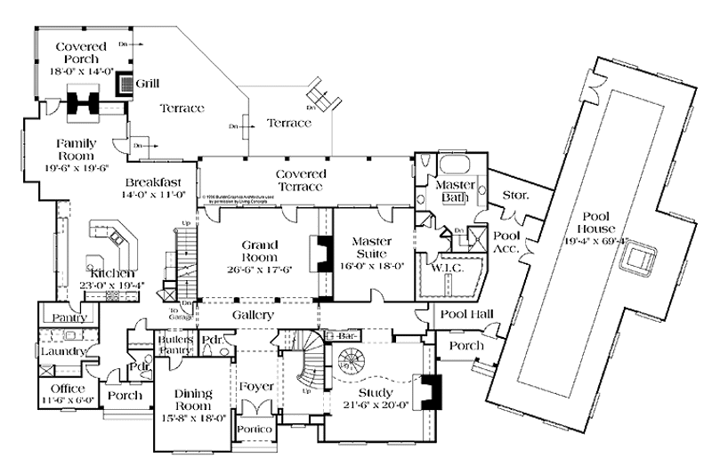 Home Plan - Floor Plan - Main Floor for European House Plan #453-198 - 5 bed, 5 bath