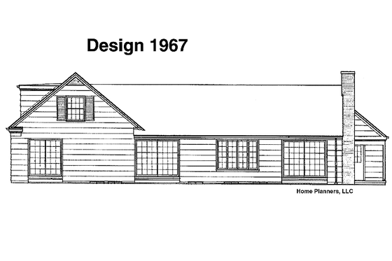 Exterior - Rear Elevation for Country House Plan #72-574 - 5 bed, 3.5 bath