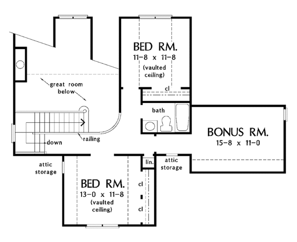 Architectural House Design - European Floor Plan - Upper Floor Plan #929-597