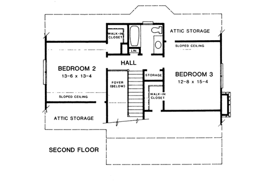 Floor Plan - Upper Floor for Country House Plan #10-230 - 3 bed, 2 bath