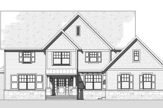 Exterior - Front Elevation 3 for Traditional House Plan #901-117 - 4 bed, 2.5 bath