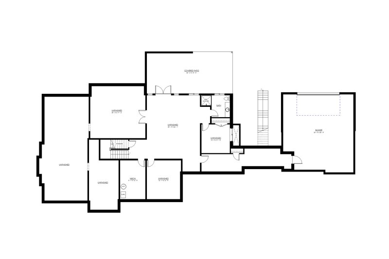 House Blueprint - Floor Plan - Lower Floor for European House Plan #1114-19 - 6 bed, 4.5 bath