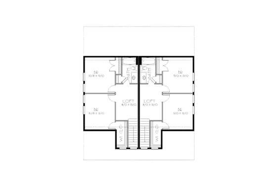 Floor Plan - Upper Floor for Bungalow House Plan #423-4 - 3 bed, 2 bath
