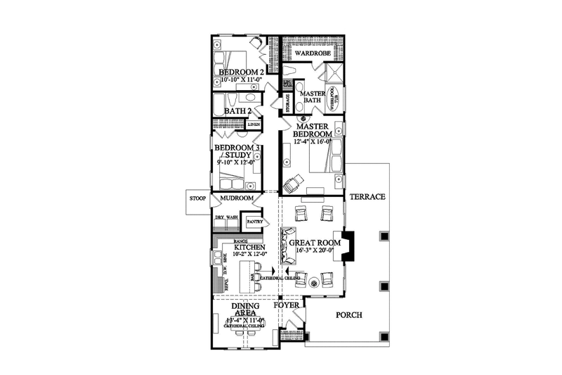 House Plan Design - Floor Plan - Main Floor for Craftsman House Plan #137-359 - 3 bed, 2 bath