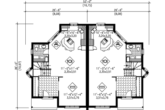 Floor Plan - Main Floor for Modern House Plan #25-321 - 3 bed, 1.5 bath