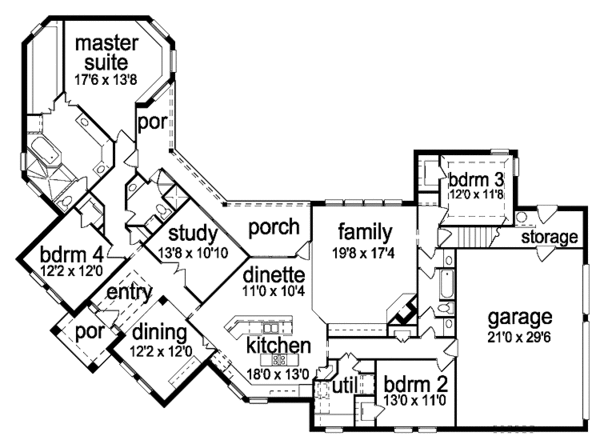 Architectural House Design - Traditional Floor Plan - Main Floor Plan #84-725