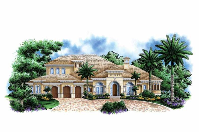 Architectural House Design - Exterior - Front Elevation 3 for Mediterranean House Plan #1017-107 - 4 bed, 4 bath