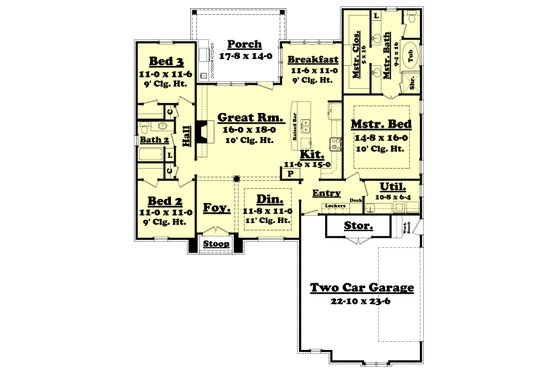 Floor Plan - Main Floor for European House Plan #430-116 - 3 bed, 2 bath