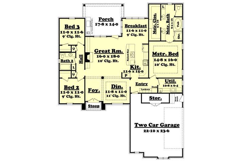 Architectural House Design - Floor Plan - Main Floor for European House Plan #430-116 - 3 bed, 2 bath