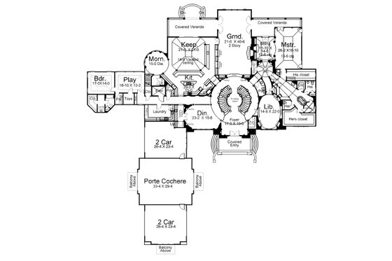 Floor Plan - Main Floor for European House Plan #119-354 - 7 bed, 7.5 bath