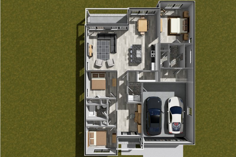 House Blueprint - Floor Plan - Main Floor 1 for Modern House Plan #513-2372 - 3 bed, 2 bath