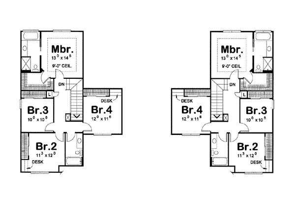 European Floor Plan - Upper Floor Plan #20-1349