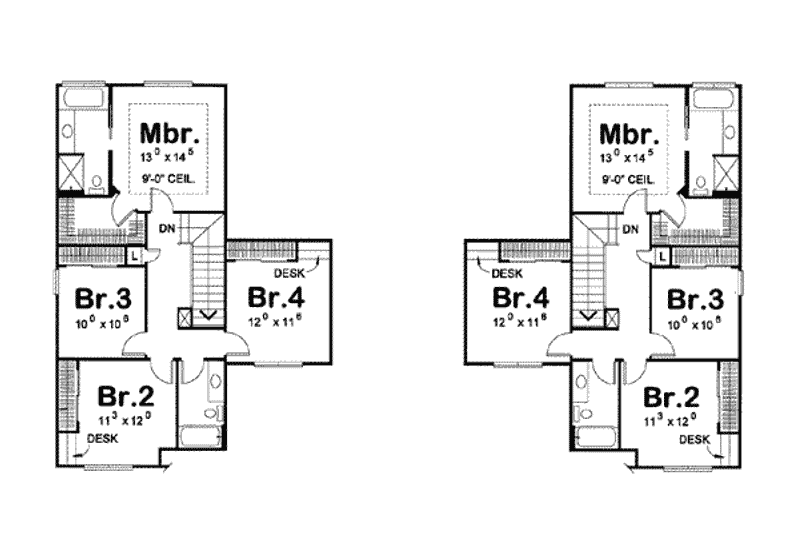 Dream House Plan - Floor Plan - Upper Floor for European House Plan #20-1349 - 4 bed, 2.5 bath