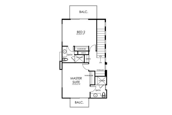 Floor Plan - Upper Floor for Traditional House Plan #484-13 - 3 bed, 3 bath