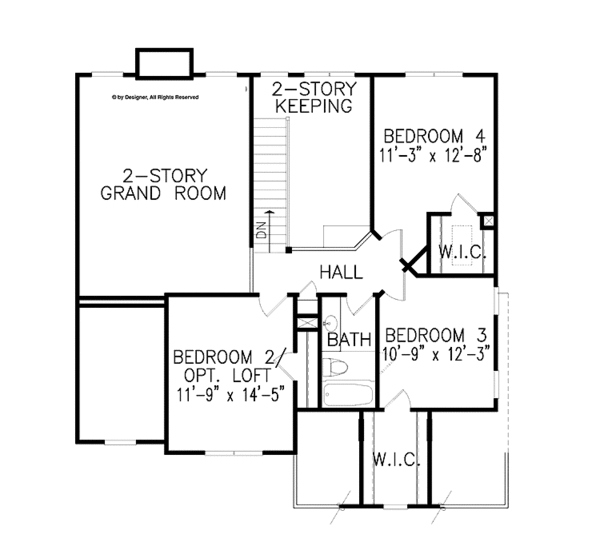 Dream House Plan - Country Floor Plan - Upper Floor Plan #54-230