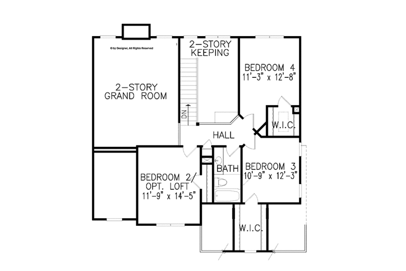 Dream House Plan - Country Floor Plan - Upper Floor Plan #54-230