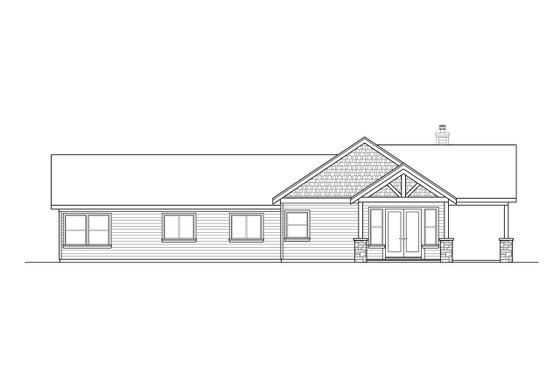 Exterior - Rear Elevation for Country House Plan #124-1120 - 3 bed, 2.5 bath