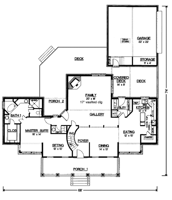 Architectural House Design - Country Floor Plan - Main Floor Plan #45-475