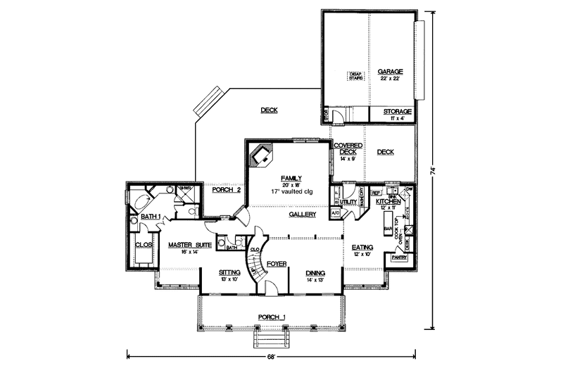 Home Plan - Floor Plan - Main Floor for Country House Plan #45-475 - 3 bed, 2.5 bath