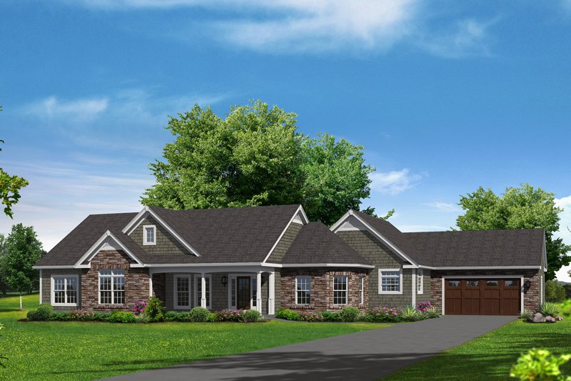 Architectural House Design - Ranch Exterior - Front Elevation Plan #57-620