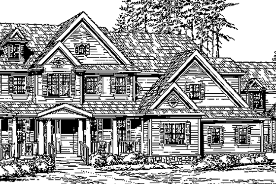 Exterior - Front Elevation 3 for Country House Plan #132-521 - 4 bed, 4.5 bath