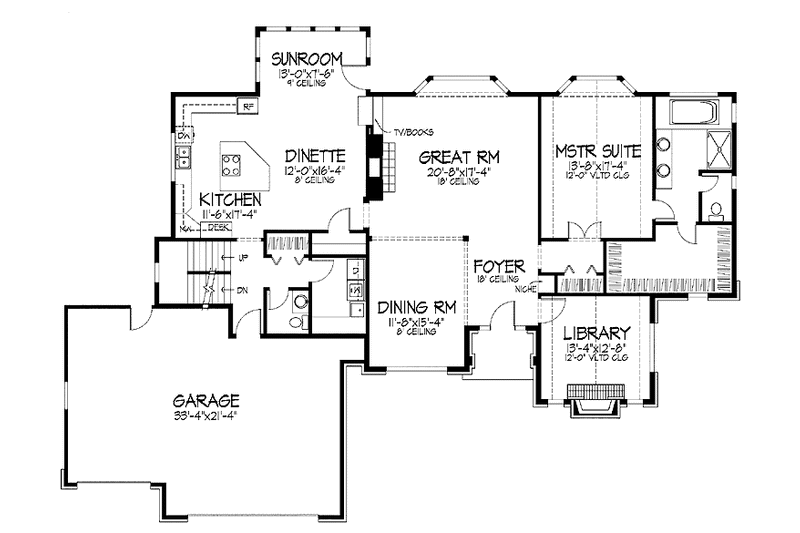 Home Plan - Floor Plan - Main Floor for Country House Plan #51-784 - 4 bed, 3.5 bath