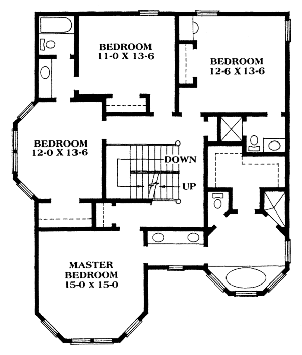 Architectural House Design - Victorian Floor Plan - Upper Floor Plan #1014-64