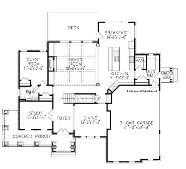 House Design - Traditional Floor Plan - Main Floor Plan #54-333