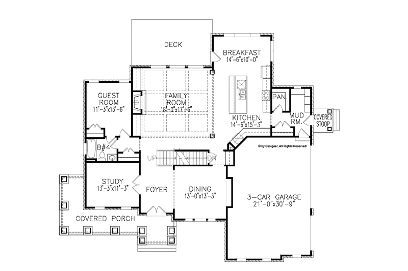 Architectural House Design - Floor Plan - Main Floor for Traditional House Plan #54-333 - 5 bed, 4 bath