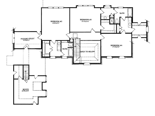 Architectural House Design - Colonial Floor Plan - Upper Floor Plan #429-136