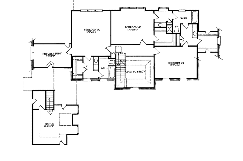 Home Plan - Floor Plan - Upper Floor for Colonial House Plan #429-136 - 4 bed, 3.5 bath