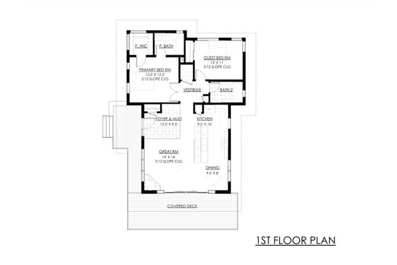 Floor Plan - Main Floor for Cabin House Plan #1042-24 - 2 bed, 2 bath