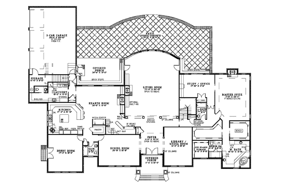 Floor Plan - Main Floor for Traditional House Plan #17-2784 - 4 bed, 6.5 bath