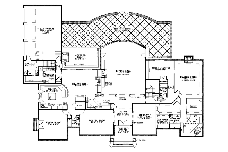Home Plan - Floor Plan - Main Floor for Traditional House Plan #17-2784 - 4 bed, 6.5 bath