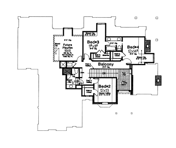 House Plan Design - European Floor Plan - Upper Floor Plan #310-1126