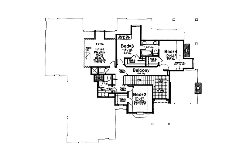 Home Plan - Floor Plan - Upper Floor for European House Plan #310-1126 - 4 bed, 3.5 bath