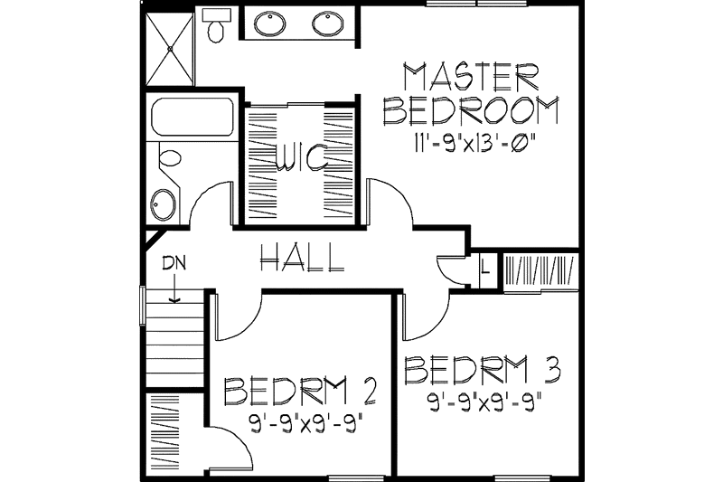 Architectural House Design - Floor Plan - Upper Floor for Colonial House Plan #320-927 - 3 bed, 2.5 bath
