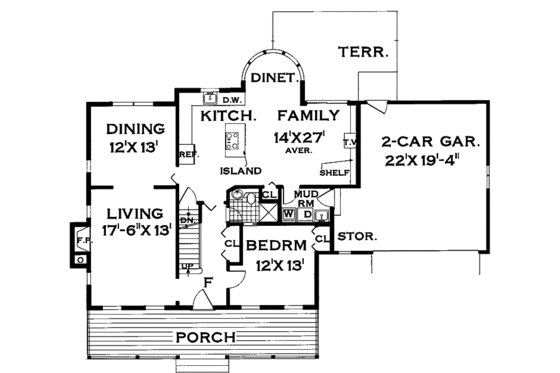 Floor Plan - Main Floor for Country House Plan #3-249 - 5 bed, 3 bath