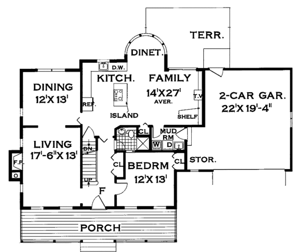 Country Floor Plan - Main Floor Plan #3-249