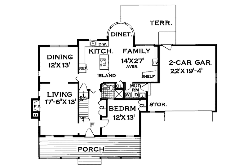 Home Plan - Floor Plan - Main Floor for Country House Plan #3-249 - 5 bed, 3 bath