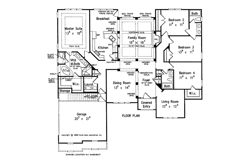 House Blueprint - Floor Plan - Main Floor for Ranch House Plan #927-823 - 4 bed, 3 bath