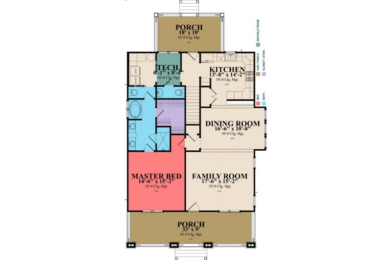 Architectural House Design - Floor Plan - Main Floor for Craftsman House Plan #63-381 - 4 bed, 3 bath