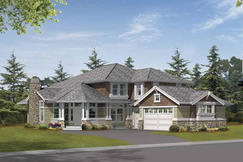 Architectural House Design - Prairie Exterior - Front Elevation Plan #132-398