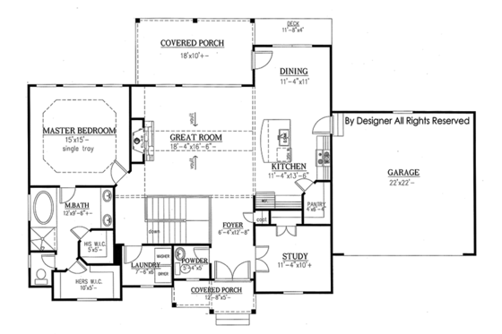 Floor Plan - Main Floor for Ranch House Plan #437-77 - 3 bed, 2.5 bath