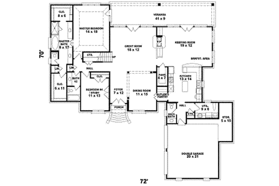 Floor Plan - Main Floor for European House Plan #81-1196 - 3 bed, 4 bath