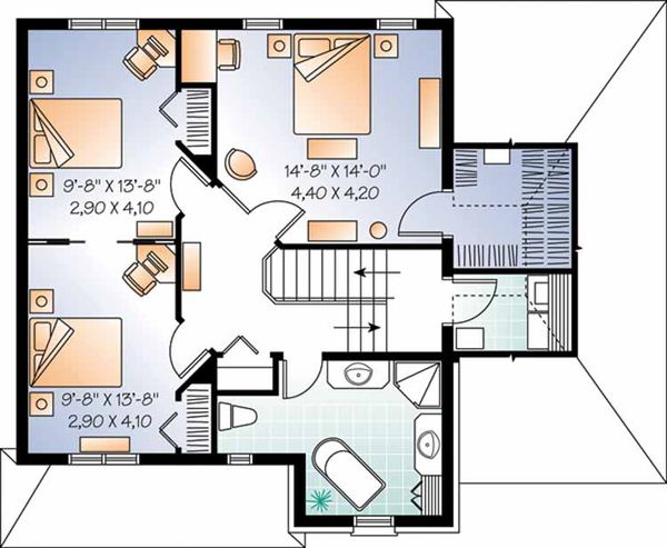 House Plan Design - European Floor Plan - Upper Floor Plan #23-2457