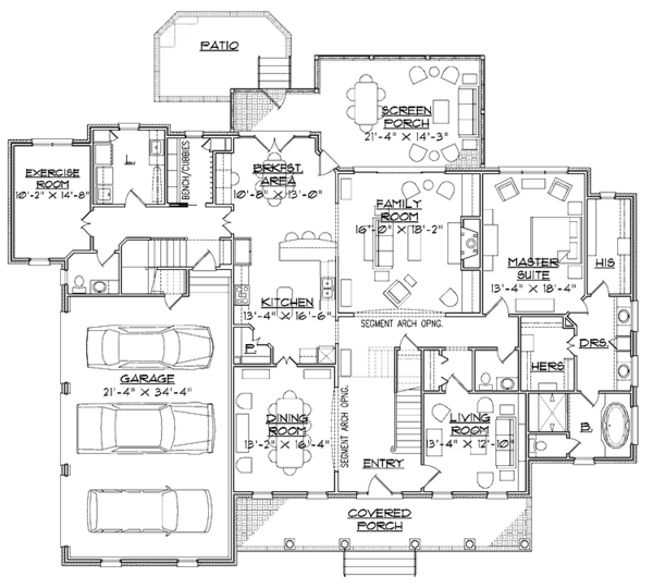 House Design - Traditional Floor Plan - Main Floor Plan #1054-16