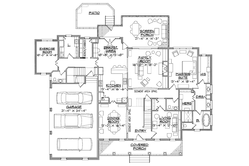 Dream House Plan - Floor Plan - Main Floor for Traditional House Plan #1054-16 - 4 bed, 3 bath