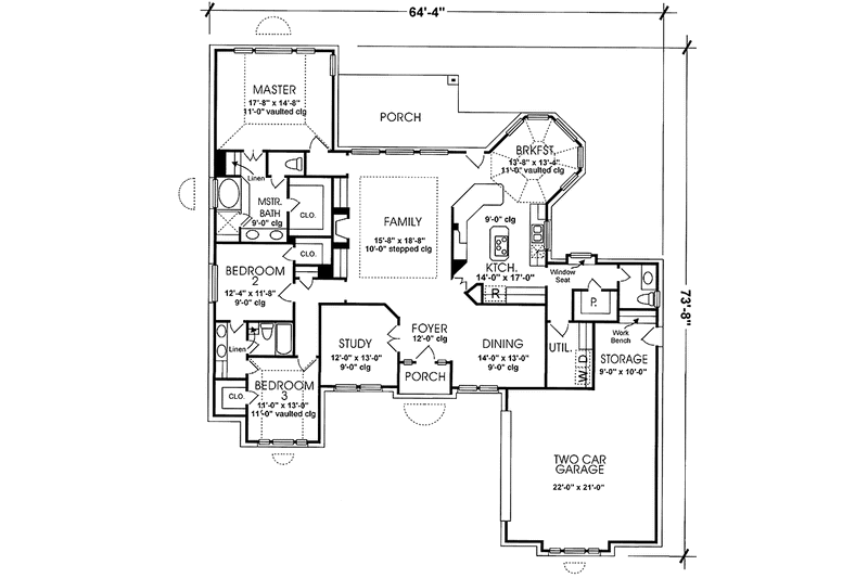 Dream House Plan - Floor Plan - Main Floor for Country House Plan #974-59 - 3 bed, 2.5 bath